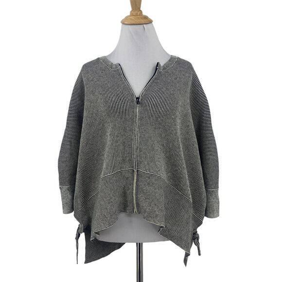 Cabi Cardigan Womens Extra Small Black White Cupids Zip Up Striped Boxy Oversize - Picture 1 of 12